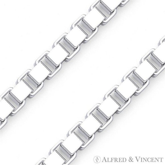 1mm Classic Box Link Italian Chain Anklet in Solid .925 Sterling Silver - 9" - Picture 2 of 2